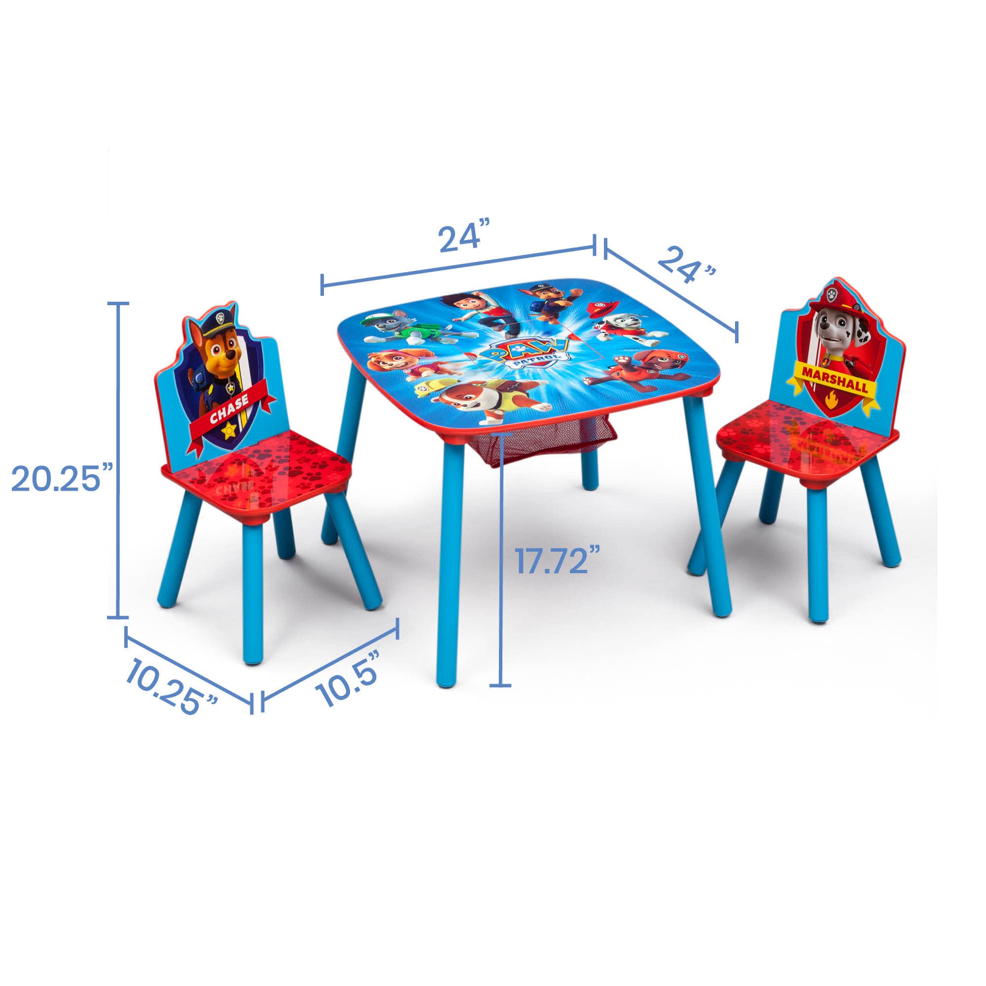 Delta Children Kids Table and Chair Set With Storage (2 Chairs Included) - Ideal for Arts & Crafts, Snack Time, Homeschooling, Homework & More, Nick Jr. PAW Patrol