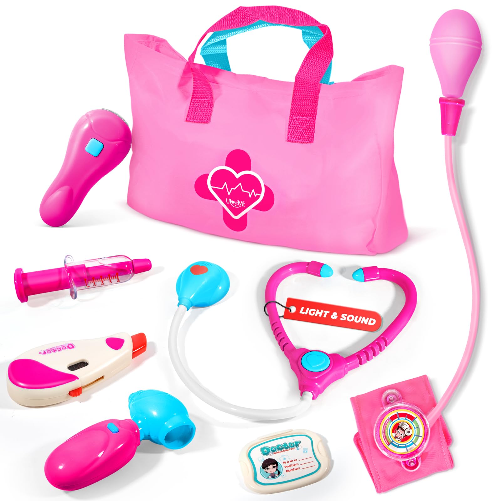Doctor Kit for Toddlers 3-5 - Preschool Pretend Play Medical Kit with Stethoscope, Blood Pressure Cuff and Carrying Bag- Dress Up Toys for Kids Ages 3+ Years