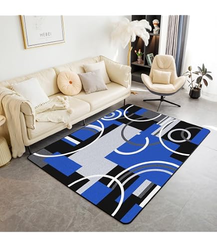 Amazon.com: Royal Blue Geometric Area Rug 3x5 for Living Room
