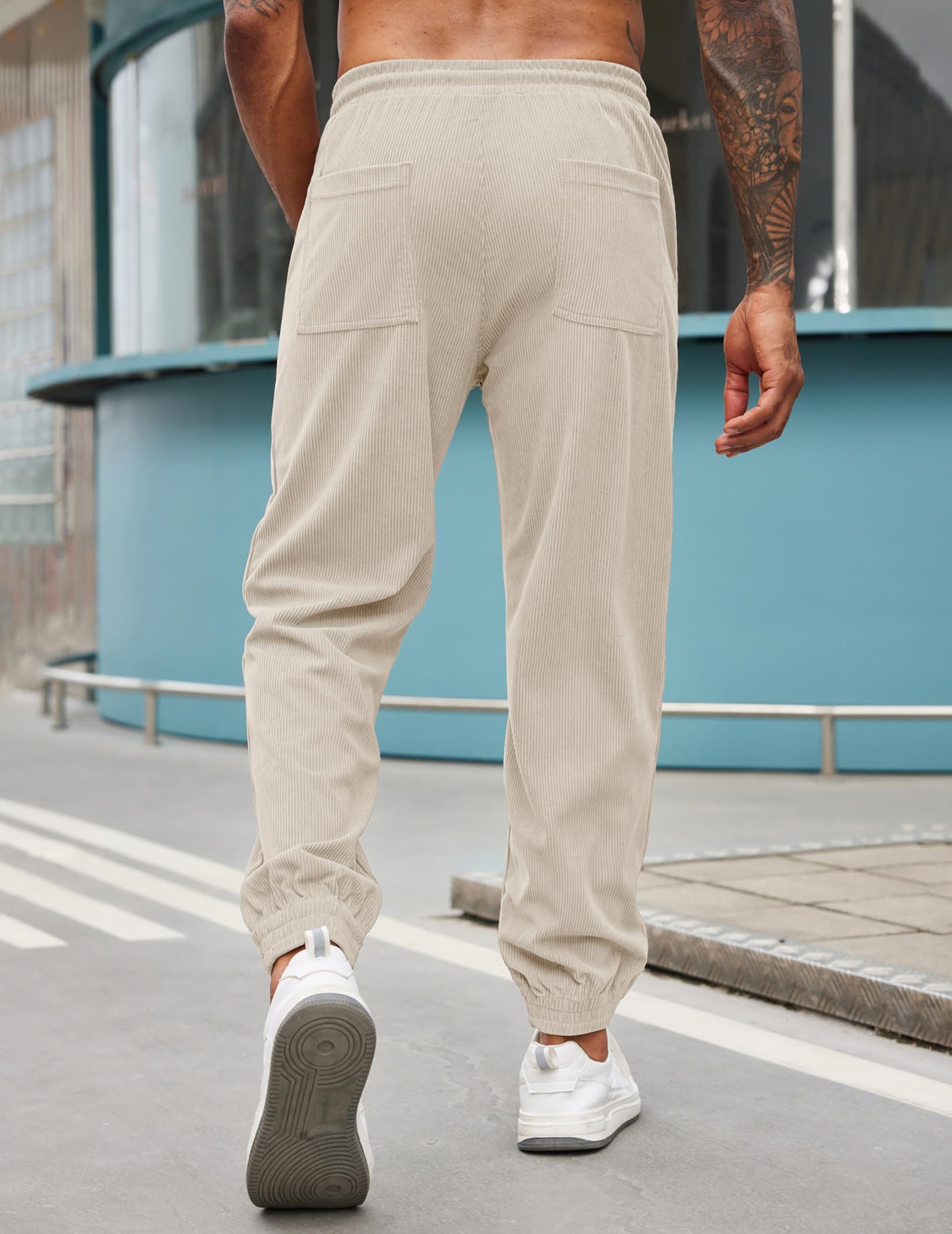 COOFANDY Mens Corduroy Drawstring Pants Casual