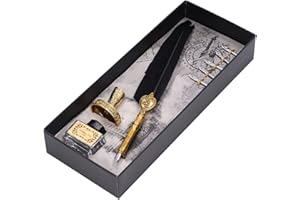 SPYMINNPOO Smoothly Writing Wear Resistant Quill Pen Set Parents Teachers Stainless Steel (Black)