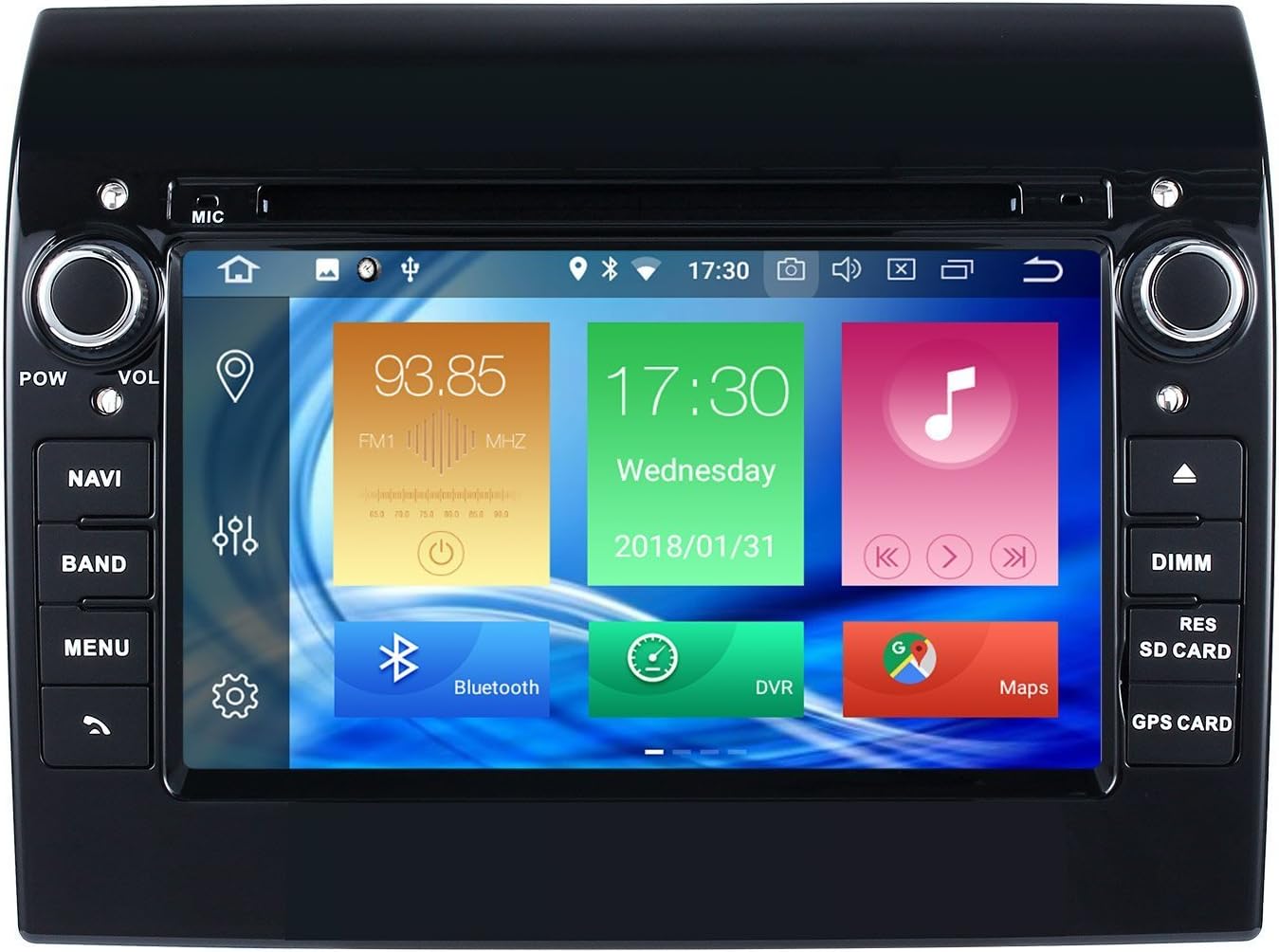 Harfey H32586G Single Din Car Stereo 7" Android 8.0 GPS Navigation for 2007-2016 Fiat Ducato Touchscreen Bluetooth Car Radio with DVD Player WiFi/AM/FM/AUX/USB Receiver Audio System