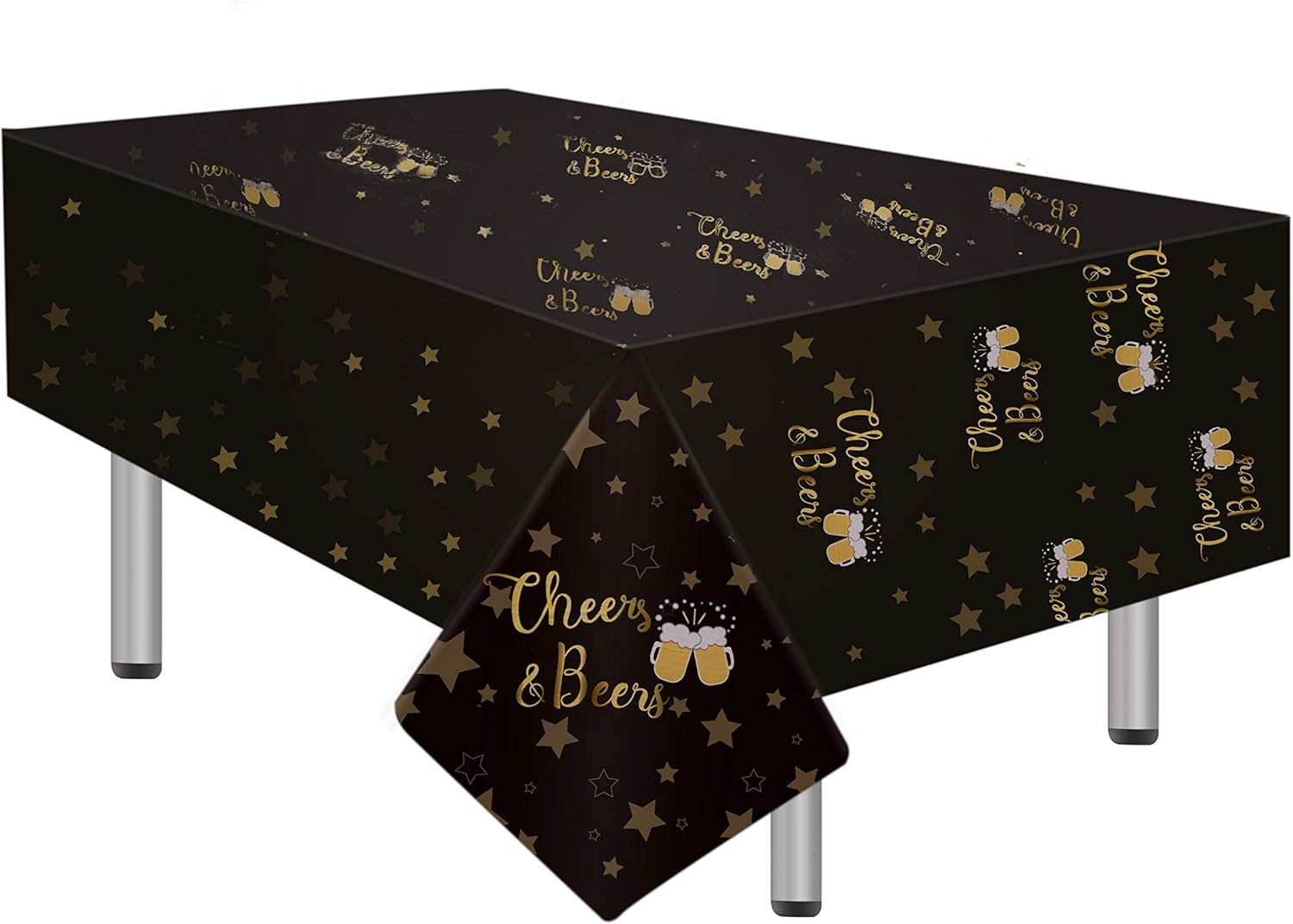Black and Gold Tablecloth for Birthday Party Supplies