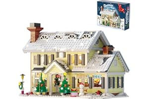 MYFUNTOY Christmas Holiday House Building Set, LED DIY Christmas Holiday Snow Village, Christmas House Compatible with Lego Gifts for Boys, Girls, Family, and Friends (1156pcs)