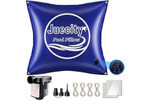 Juecity Pool Pillows for Above Ground Pools, 8x8 FT with Pump & Rope & Patch, 0.42mm Thick Winter Air Pillow Winterizing & Closing Kit Swimming Inground Pool, Inflatable Pool Cover Pillow Accessories