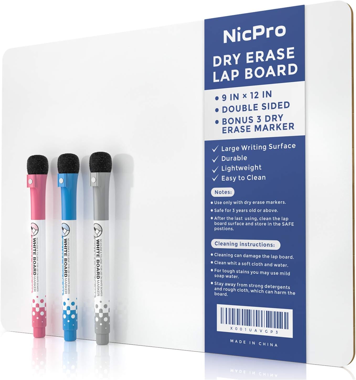 Amazon Com Nicpro 9 X 12 Inches Lapboard Small Dry Erase Lap Board Double Sided With 3 Water Based Pens Learning Mini Whiteboard Portable For Kid Student And Classroom Use Office Products
