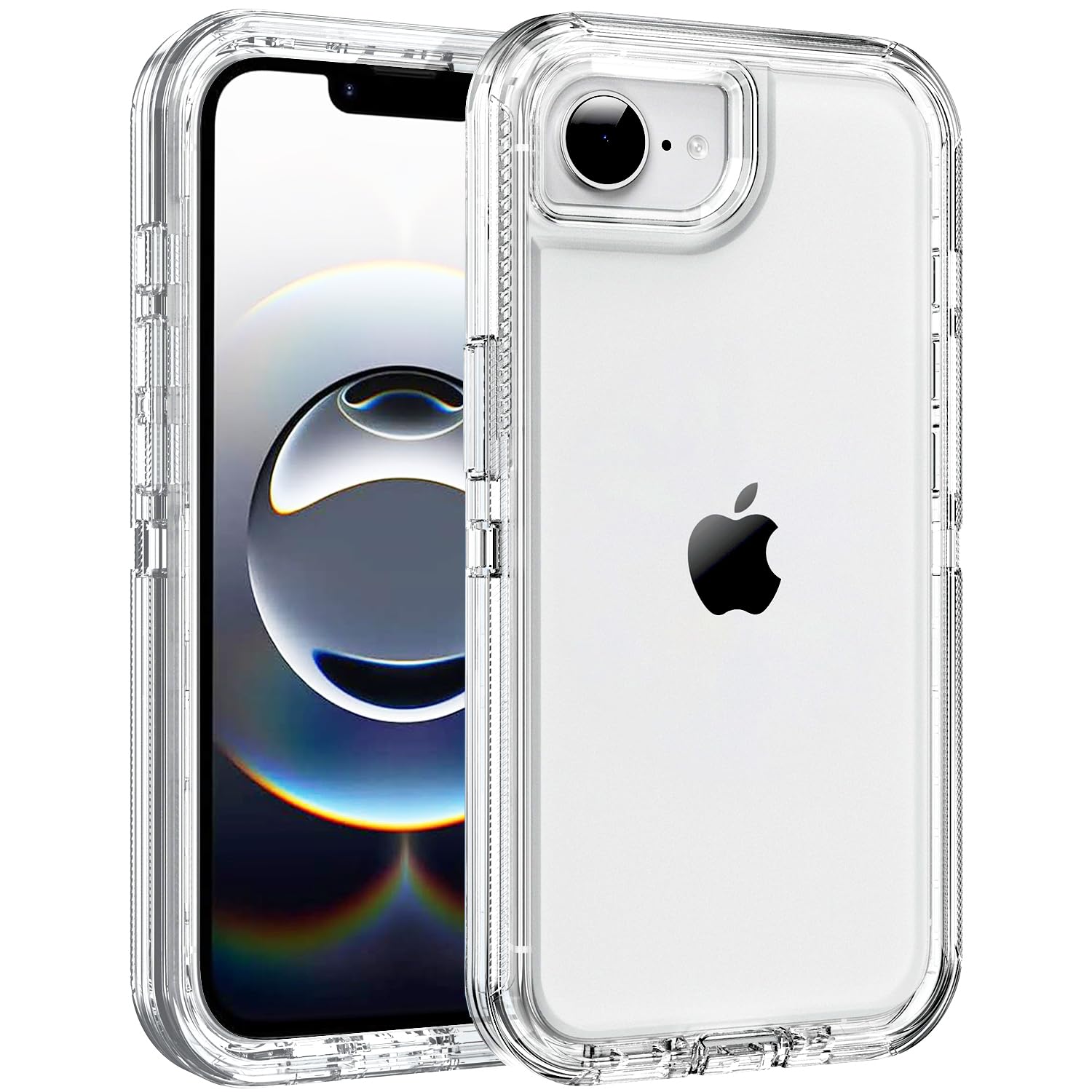 Photo 1 of RegSun for iPhone 16e Case [Without Screen Protector] Shockproof 3-Layer Full Body Protection Rugged Heavy Duty High Impact Hard Cover Case for iPhone 16e 6.1-inch 2025,Clear