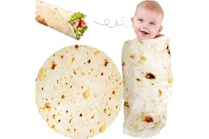 ACTEB Burrito Tortilla Blanket Baby Stuff Gifts for Newborn Toddler Swaddle Blankets Shower 41in 300GSM Double Sided Throw Taco Boy Girl Novelty Funny Soft Flannel Wrap Wearable Round Food Dog Cat Pets