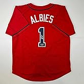 Facsimile Autographed Ozzie Albies Atlanta Red Reprint Laser Auto Baseball Jersey Size Men's XL