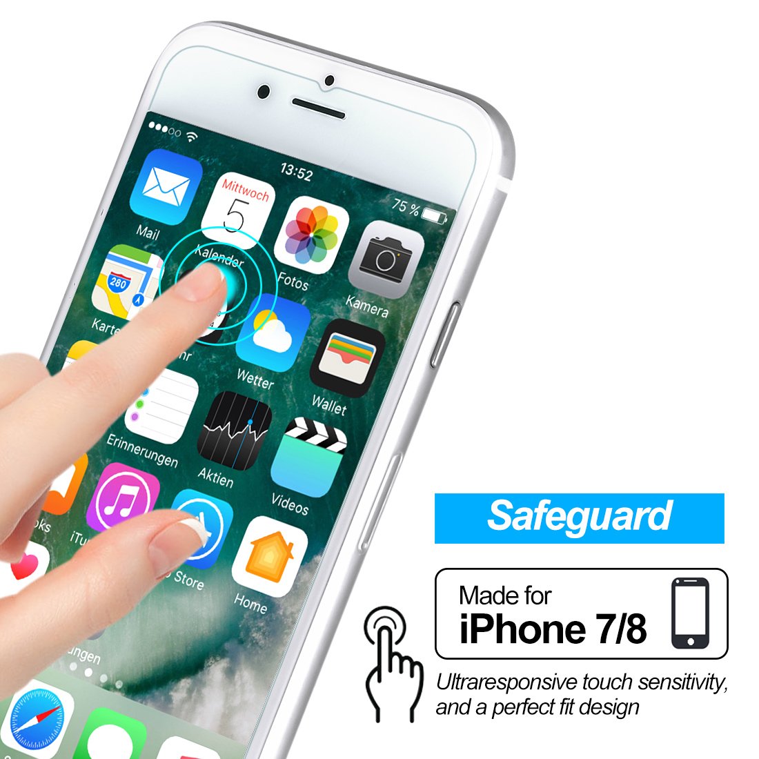 Screen Protector Compatible, [4.7inch] Tempered Glass Screen Protectors 0.2mm Screen Protector Glass Compatible with iPhone 8 7 6 6s Work with Most case 99% Touch Accurate(3 Packs)