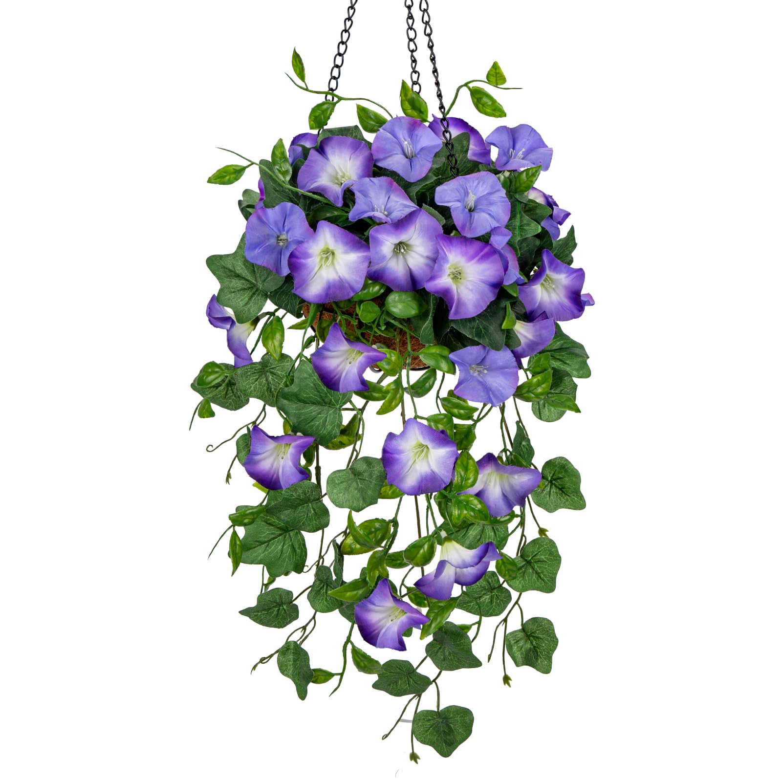 Briful 15.7" Artificial Flowers Like Real Morning Glory Hanging Plants Artificial Flowers with Hanging Basket, Height 40 cm, Indoor Plants Bush Decorative Plant Green Plant