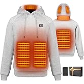 Qdreclod Heated Hoodie for Women Men with Battery Pack 7.4V 16000mAh, Hooded Heated Pullover Sweatshirts 6 Heating Zones