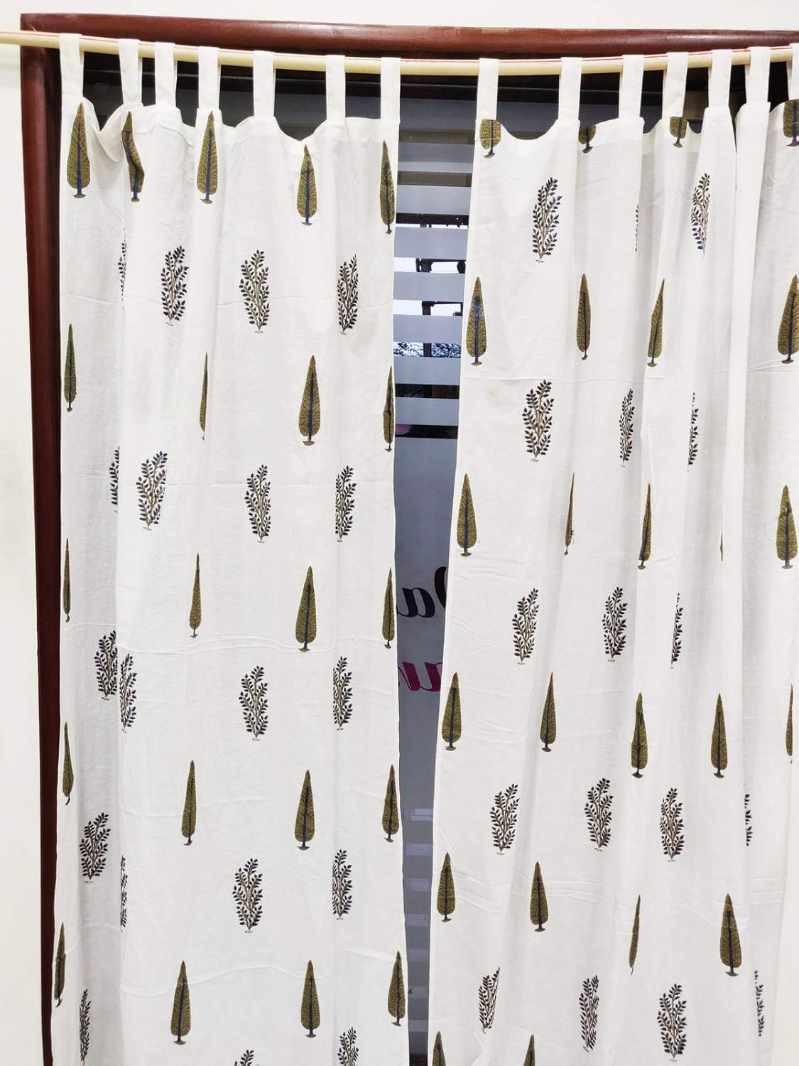 Buy Indian Hand Block Long Crush Abstract 2 Piece Eyelet Cotton