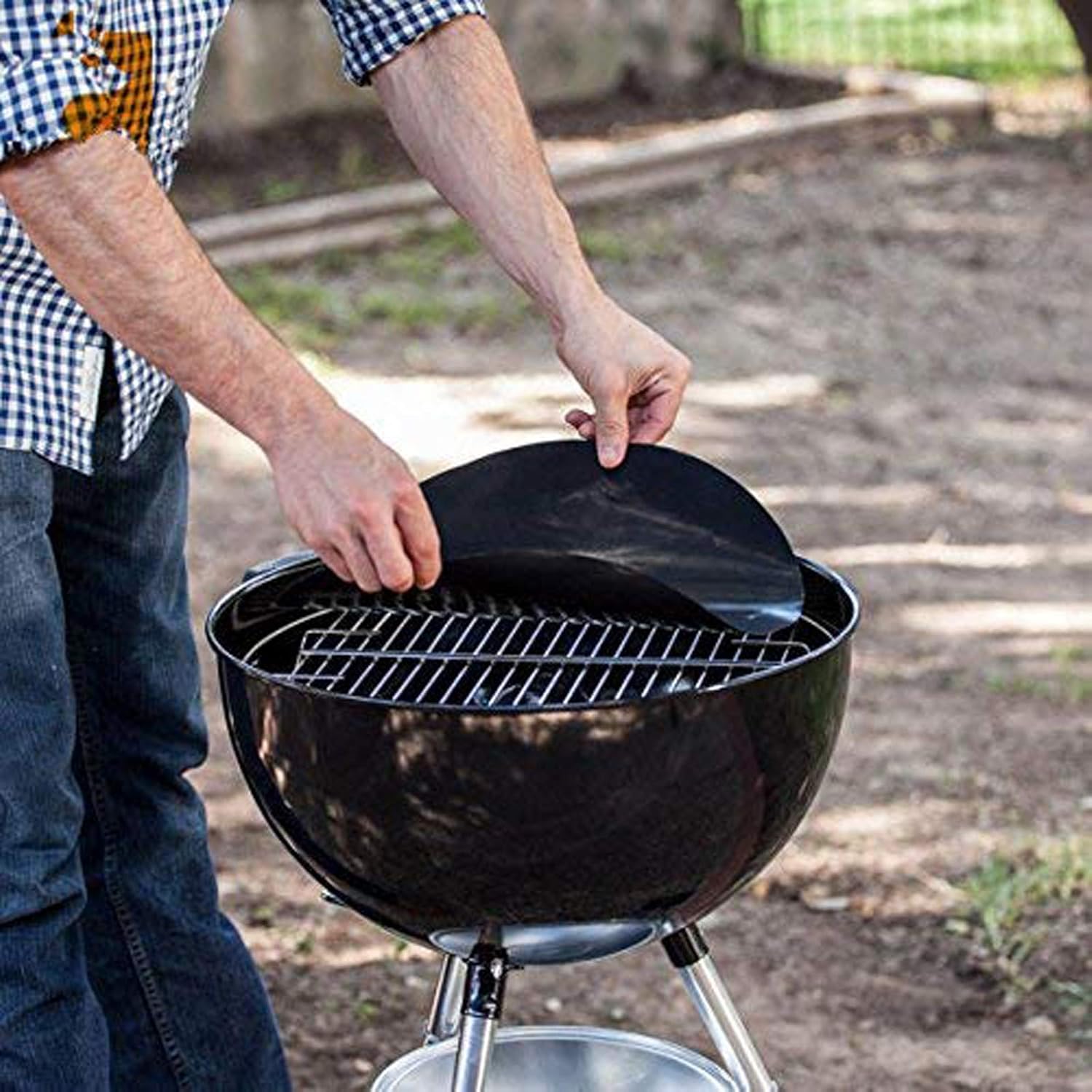 GWHOLE Set di 4 BBQ Grill esh Tappetino Antiaderente, Griglia Rete