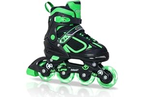 Nattork Blade Roller Skates for Boys with Light Up Wheel, Outdoor & Indoor Illuminating Black Inline Skates for Boys Little Kids Toddler Ages 5-8 4 5 6, Beginners