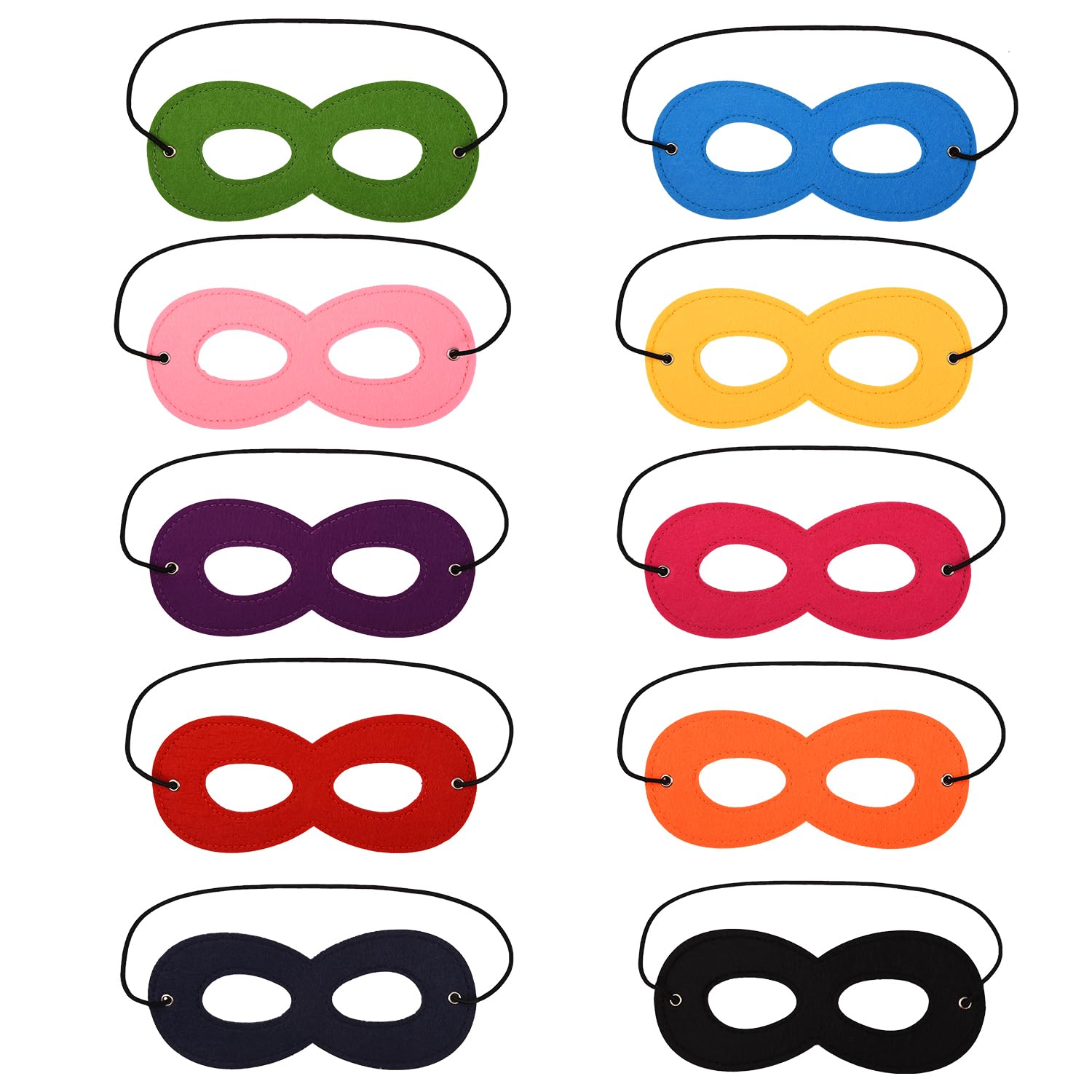 AOVNA 10 Pieces Felt Eye Mask Colorful Zorro Masquerade Mask Adult Halloween Fancy Dress for Dress Up Party Favor