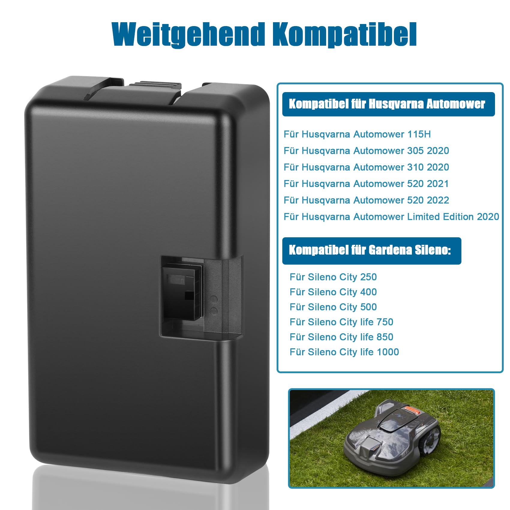 REACELL 18V 4000mAh Lithium-Ionen Akku Kompatibel für Husqvarna Automower 115H/305/310/315/315X (2020), Ersatzakku für Gardena Sileno City/Life, für Gardena sileno minimo 250 Mähroboter 4