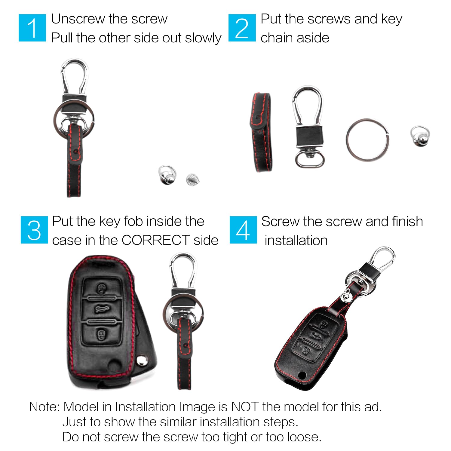 Compatible with Ford Maverick F-150 F-250 F-350 F-450 F-550 Super Duty Ranger Bronco Expedition EcoSport Escape Explorer Fusion F-650 F-750 Key Fob Cover Case Leather Protector Remote Holder