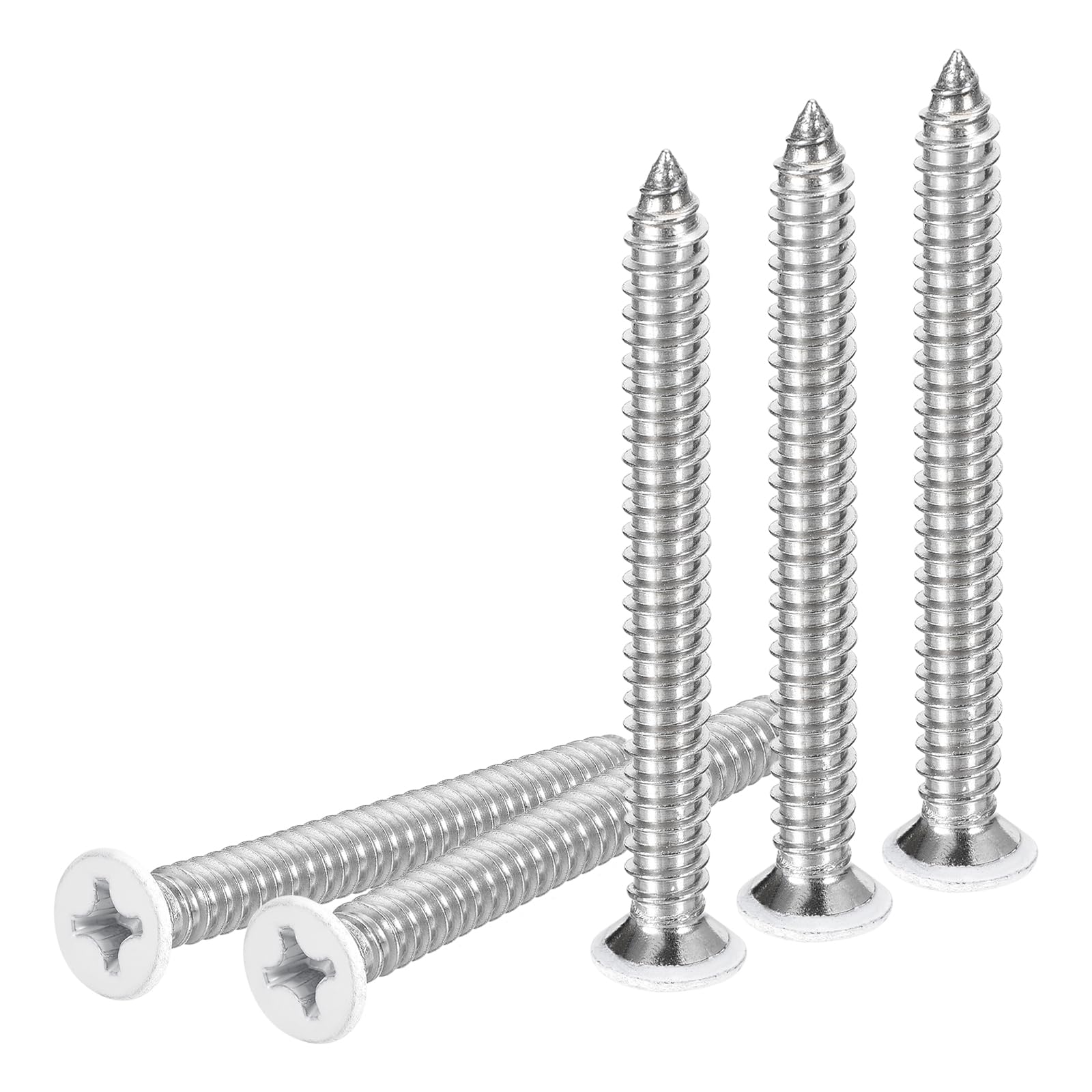 DTGN 50Pcs #14x2-1/2" Flat Head Wood Screws, 304 Stainless Steel White Phillips Self Tapping Screws - Good for Woodworking, Furniture - White — image 1