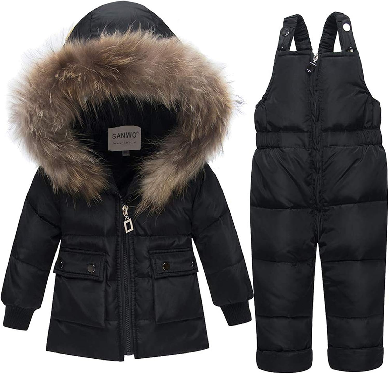 baby girl snowsuit with fur hood
