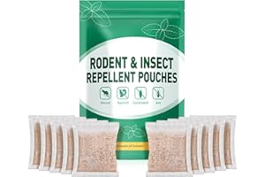 RATITU Mouse and Rodent Repellent Pouches,Natural Rat Deterrent,Peppermint Oil to Repel Mice Squirrels Ant Cockroaches in Car,RV,House,Attic, Indoor and Outdoor Use, Family and Pet Safe, 10 Packs