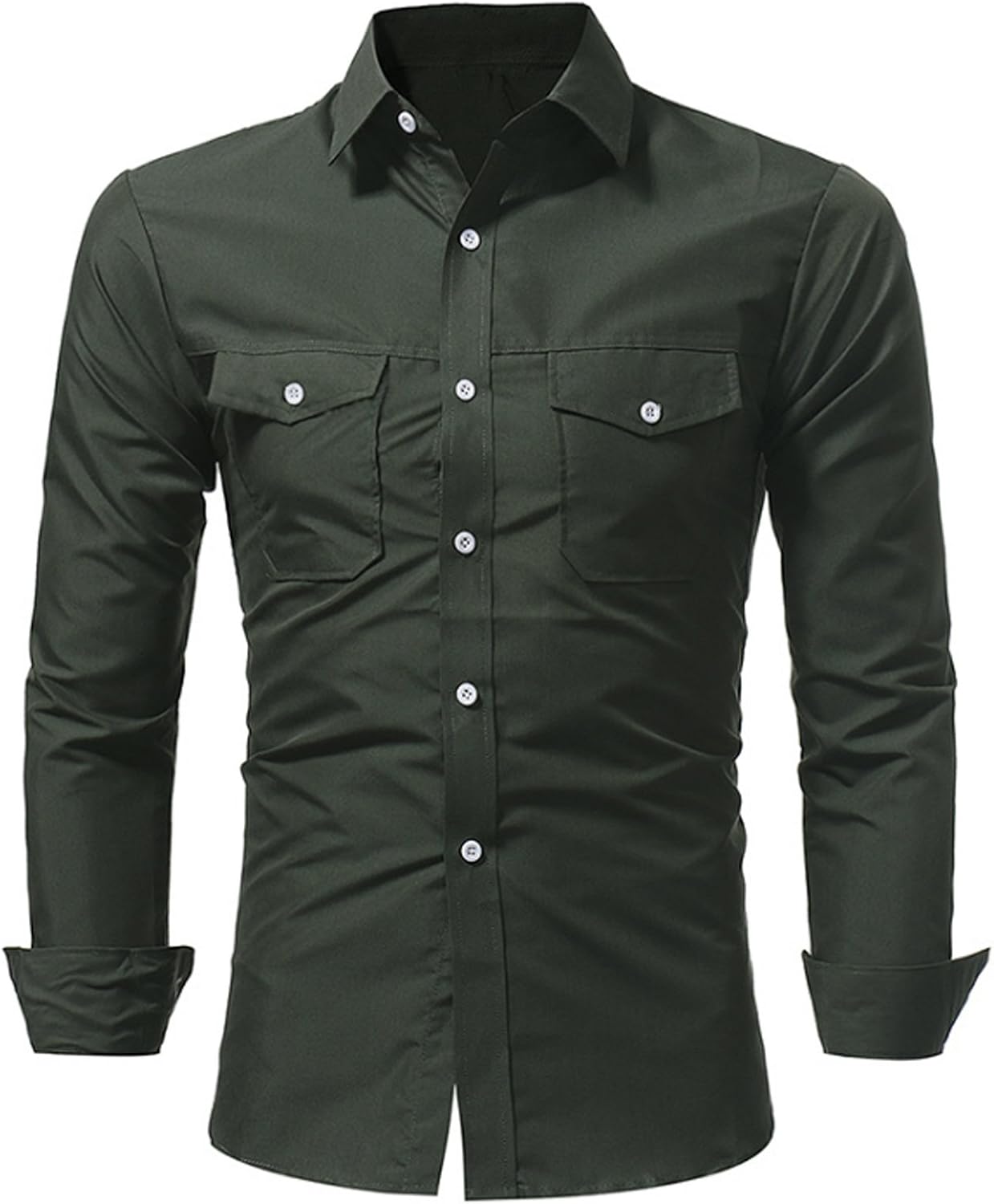 Suncolor8 Mens Plaid Cut Off Ripped Pocket Chest Long Sleeve Button