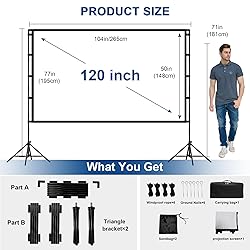 Projector Screen and Stand,120 inch lejiada Black