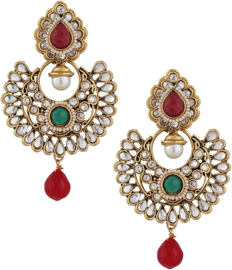Kundan Ethnic Indian Earrings for Women Bollywood Dangle for Girls
