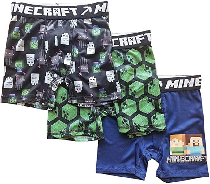 Boys Underwear Alex with Creepers Steve 3 Pack Skeleton Minecraft Boys