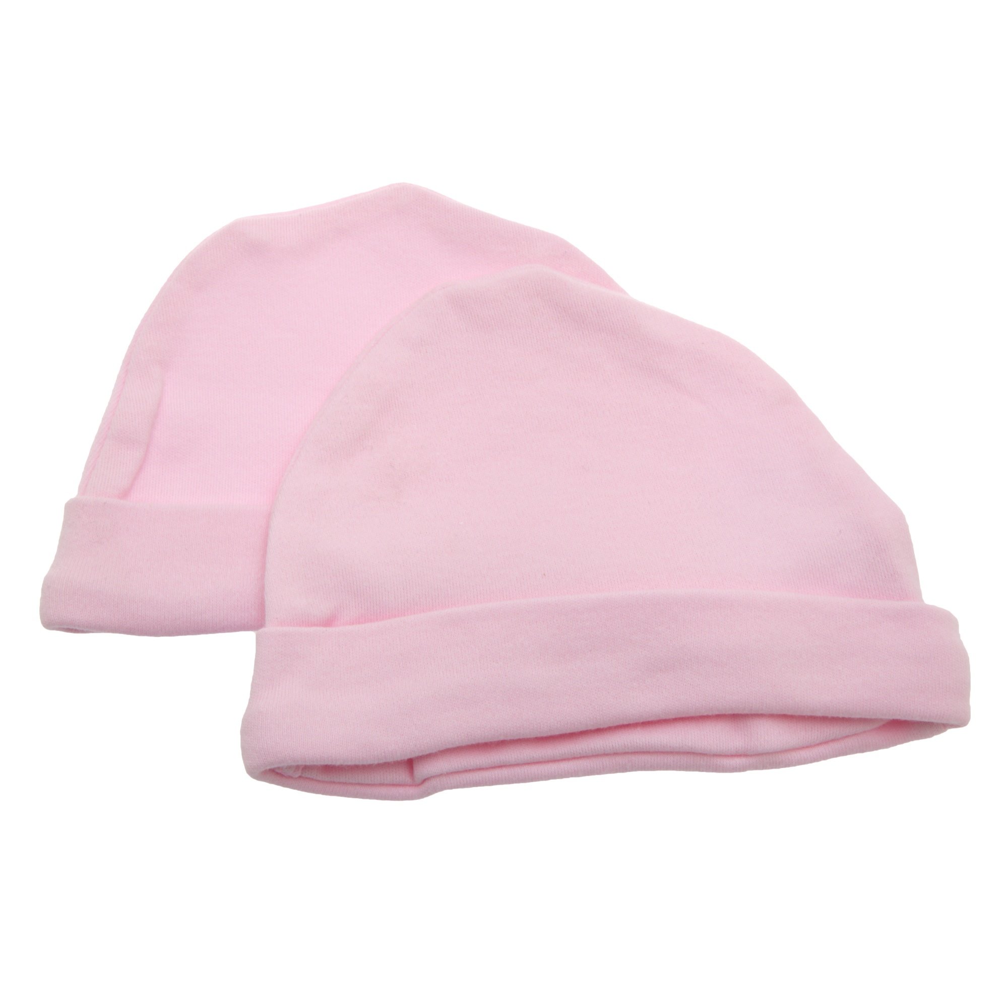 Baby Newborn 100% Cotton Allergy Free Hat Boy Girl Unisex Options (Pack Of 2) (Newborn) (Pink)