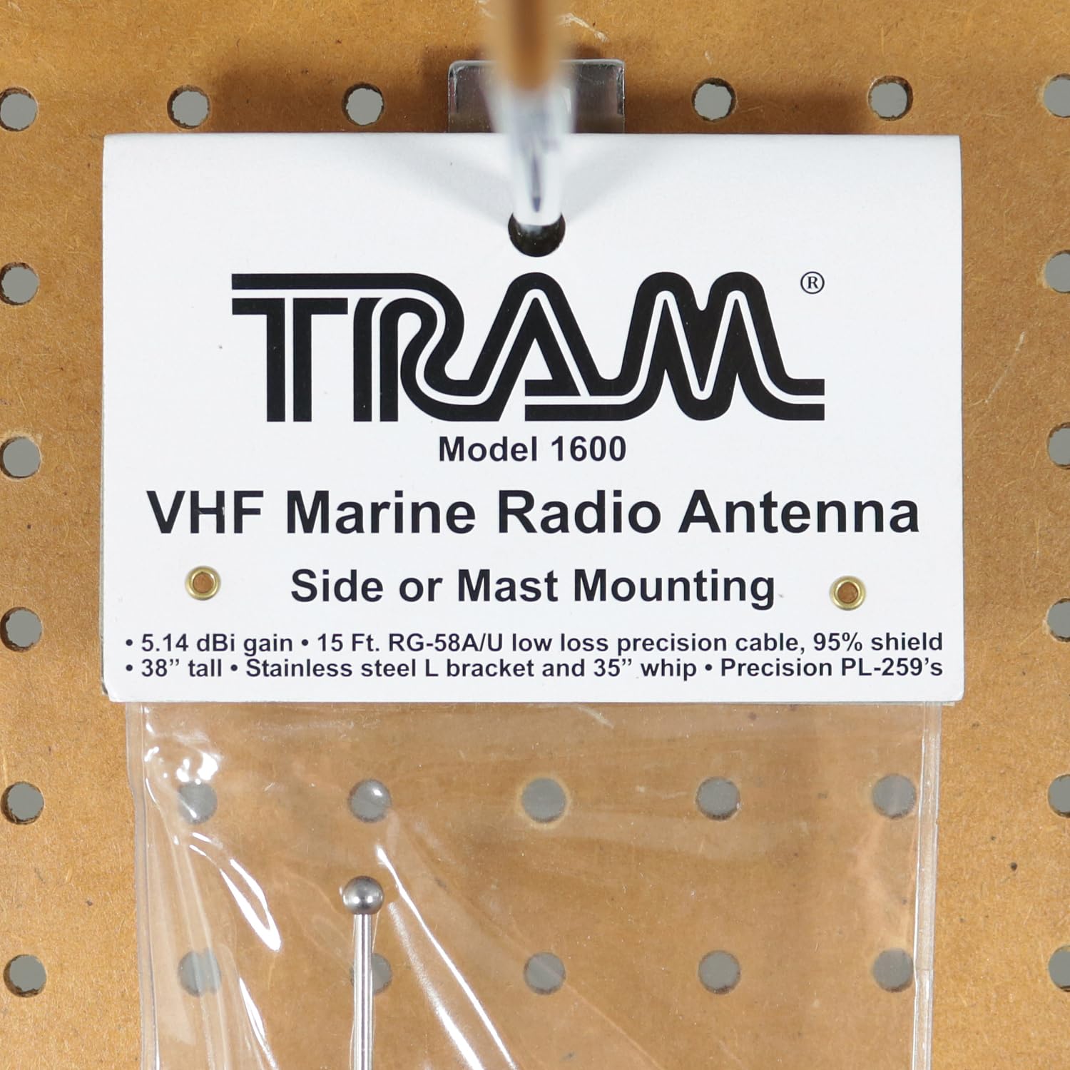 Tram 1600-HC Pretuned 35-Inch VHF Fiberglass Antenna with RG58 Cable and PL-259 Connectors