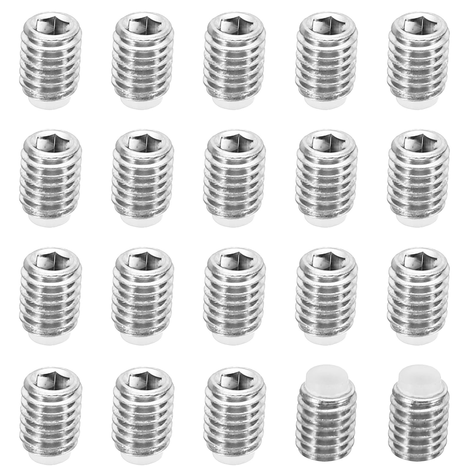 PATIKIL M5x6mm Nylon Tip Grub Screw, 20 Pack Metric Hex Socket Head Cup Point Anti Slip Set Screws Internal Hex Drive Hardware, 304 Stainless Steel