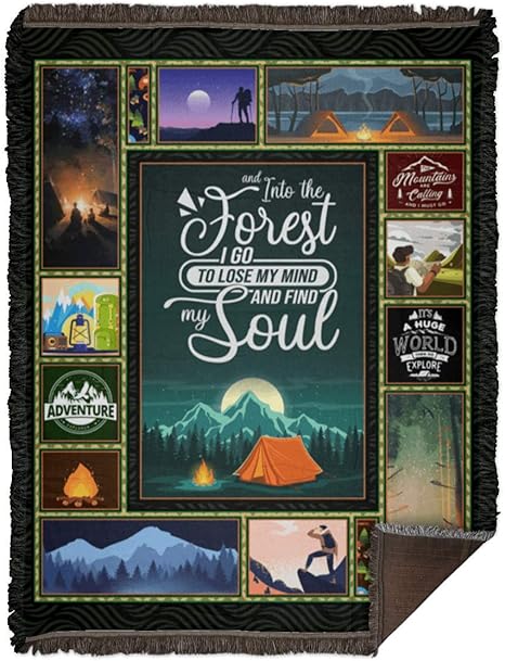 Amazon Com Into The Forest I Go To Lose My Mind Find My Soul Fleece Blanket Premium Sherpa Blanket Woven Blanket One Size Woven Blanket 60x80 White Kitchen Dining