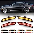 D-Lumina LED Side Marker Lights Smoked Lens Compatible with Chevy Camaro 2016 2017 2018 2019 2020 2021 2022 2023, 6th Gen Camaro Front Rear Bumper LED Sidemarker Dynamic Amber & Red, Pack of 4