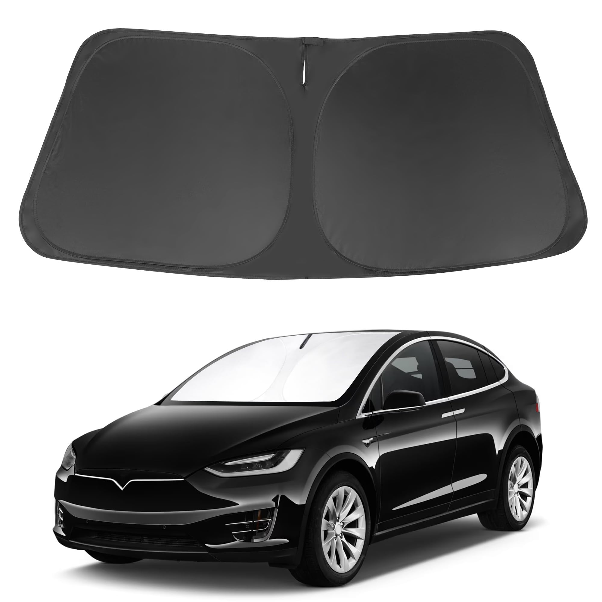 Photo 1 of Windshield Sun Shade Compatible with 2016-2024 2025 Tesla Model X Tesla X Accessories Foldable Sunshade Front Sun Visor Protector Keep Car Cooler