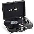 Victrola Journey+ Bluetooth Suitcase Record Player – Built-In Speakers, 33-1/3, 45 & 78 RPM Vinyl Record Player, RCA Out, Headphone Jack, Wireless Streaming, Black