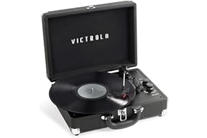 Victrola Journey+ Bluetooth Suitcase Record Player – Built-In Speakers, 33-1/3, 45 & 78 RPM Vinyl Record Player, RCA Out, Headphone Jack, Wireless Streaming (Black)