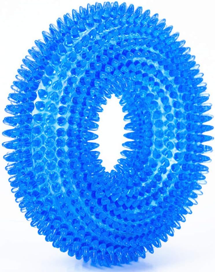 Bibetter Pet Tooth Cleaning Ring Toy, Durable Pet Puppy Dog Squeaky Chew Toys, Bite Resistant Non-Toxic Soft Natural Rubber