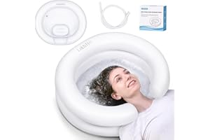 LOKFEHRE Large Portable Inflatable Hair Washing Basin for Bedridden - Wash Hair in Bed with Inflatable Shampoo Bowl.For Elderly,Disabled,Injured,Ideal Inflatable Sink for Locs Detox (Pure white)