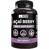 PURE ORIGINAL INGREDIENTS Acai Berry (365 Capsules) No Magnesium Or Rice Fillers, Always Pure, Lab Verified