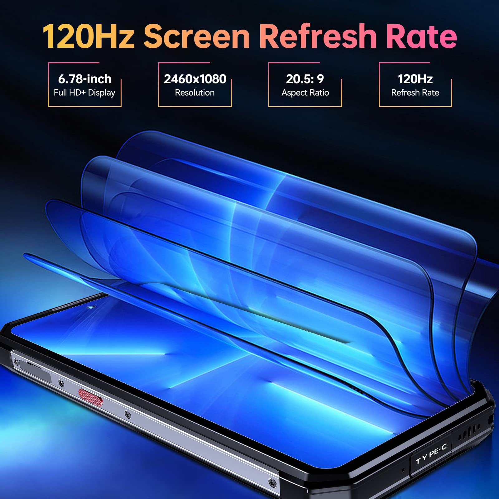 OUKITEL WP21 Ultra Rugged Smartphone Unlocked, Thermal Imaging Camera Rugged Cell Phones, 17GB+256GB, 120Hz 6.78