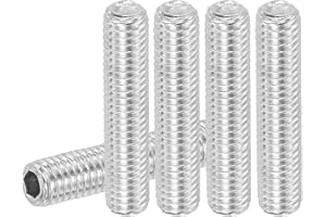 PATIKIL 20 Pcs Hex Socket Grub Screw, M5x25mm Flat Point Grub Bolt 304 Stainless Steel Head Socket Set Screws for Door Handle