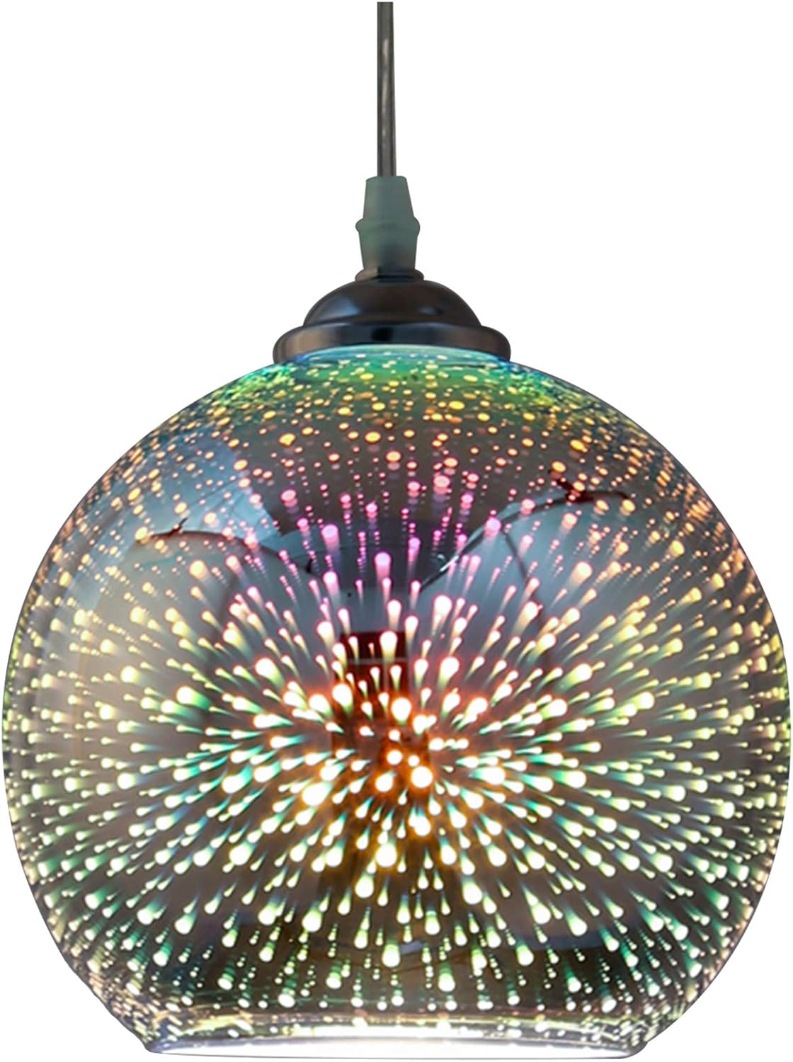 LYEJFF 3D Art Glass Ball Pendant Light Fireworks Colour Glass Ceiling