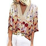 Shirts for Women 3/4 Length Sleeve Tops Trendy Plus