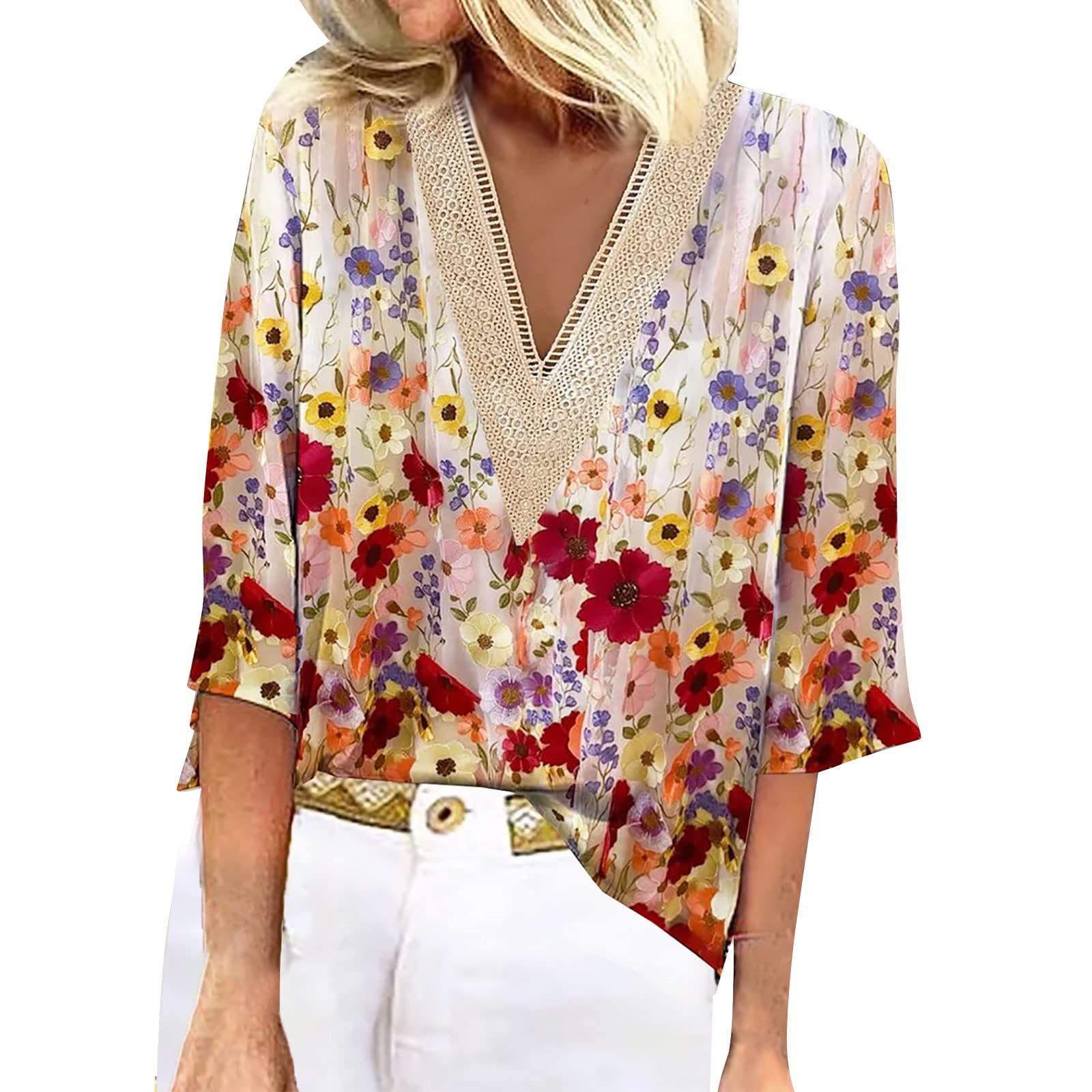 Oversized Tshirts Shirts for Women 3/4 Length