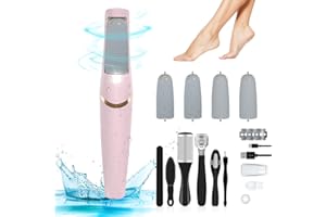 HEELOS Electric Foot Callus Remover, Foot File, Rechargeable Foot File Set with 4 Different Roller Heads, Professional Pedicure Tools to Remove Cracked Heels and Dead Skin, for Feet Hands Spa