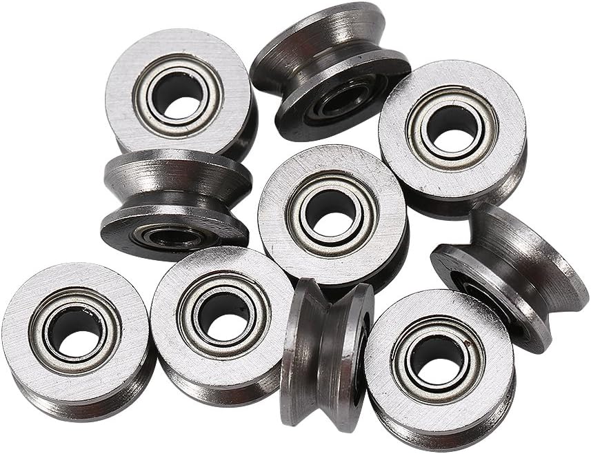 10pcs U624ZZ Mini U Groove Ball Bearing Guide Pulley Carbon Steel for Rail Track Linear System 4 * 13 * 7mm - Image 5