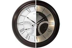FOUNTAIN DESIGNS 24" Jameson in/Outdoor Lighted Clock, Self-Illuminated, Waterproof, 3 in 1 Weather Station (Thermometer & Hygrometer), Metal Clock, Oil Rubbed Bronze Finish(Night Light)