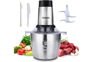 Electric Meat Grinder, Qinkada 500W Food Processor 3.5L Chopping Meat, 14Cup Large Stainless Steel Electric Food Chophper wit