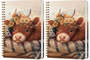CSHVJ 2 PCs Cute Cow Gifts for Women Journaling Notebooks Daisy, Cows Spiral Notebook Aesthetic Design, Cow Lovers Note Books Journals for Writing Hardcover Notebook Office Classroom Supplies